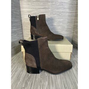 Reaction Kenneth Cole Womens‎ Ankle Boots Brown Leather Zipper Stretch 9.5 New